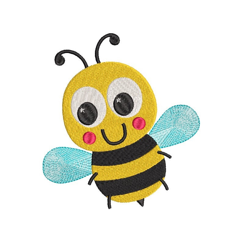 Cute bee machine embroidery design by rosiedayembroidery.com