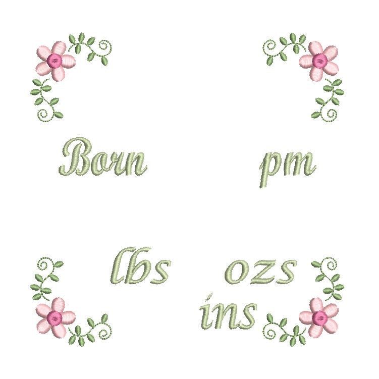 Baby birth announcement template machine embroidery design by rosiedayembroidery.com