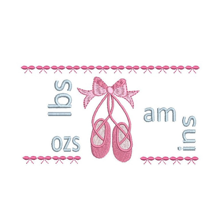Baby birth stats template machine embroidery design by rosiedayembroidery.com