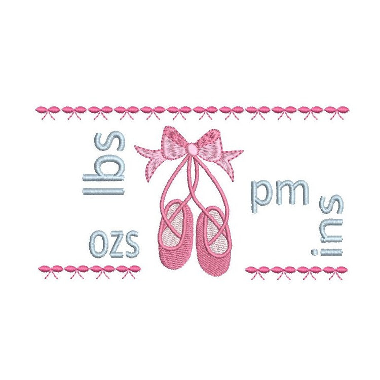 Baby birth stats template machine embroidery design by rosiedayembroidery.com