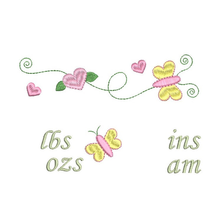 Baby birth announcement template machine embroidery design by rosiedayembroidery.com