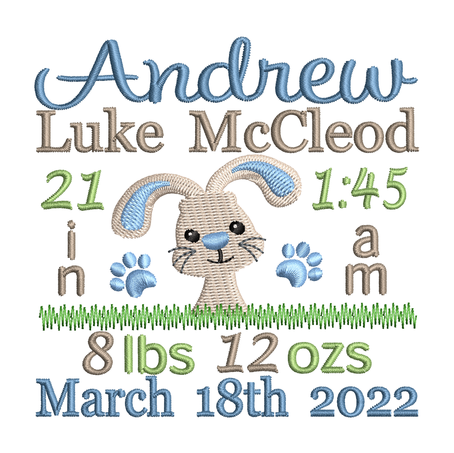 Baby birth announcement template machine embroidery design by rosiedayembroidery.com