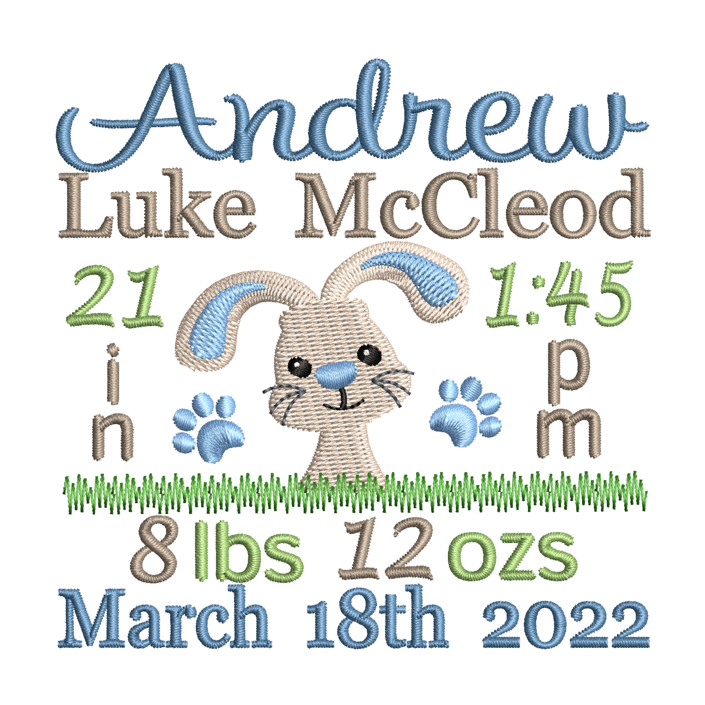 Baby birth announcement template machine embroidery design by rosiedayembroidery.com