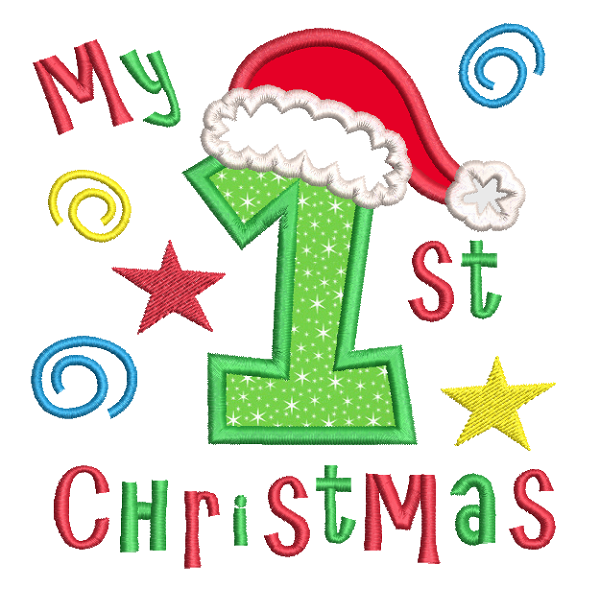 My 1st Christmas applique machine embroidery design by rosiedayembroidery.com