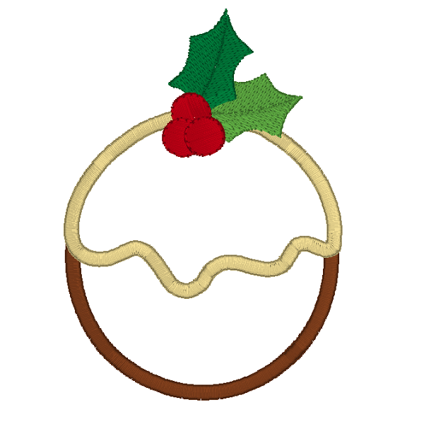 Christmas pudding applique machine embroidery design by rosiedayembroidery.com