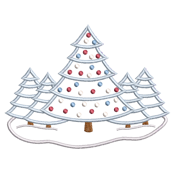 Christmas tree applique machine embroidery design by rosiedayembroidery.com