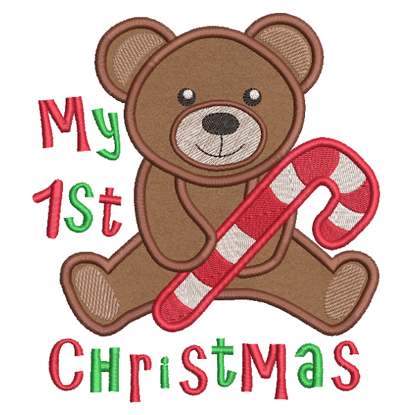 Christmas teddy applique machine embroidery design by rosiedayembroidery.com