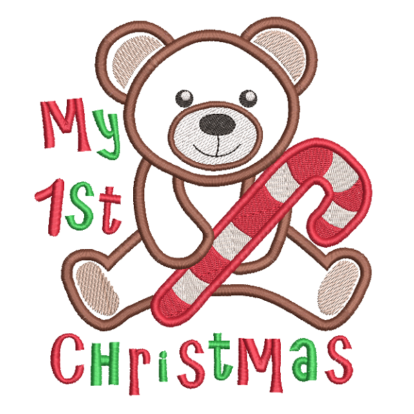 Christmas teddy applique machine embroidery design by rosiedayembroidery.com