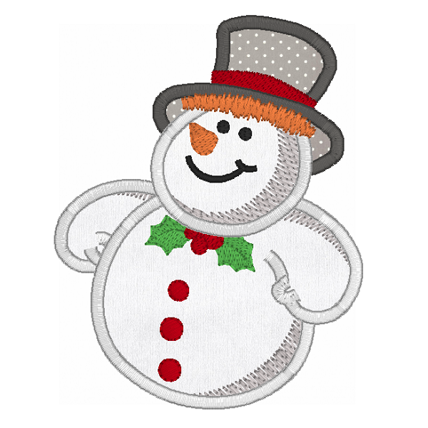 Christmas snowman applique machine embroidery design by rosiedayembroidery.com