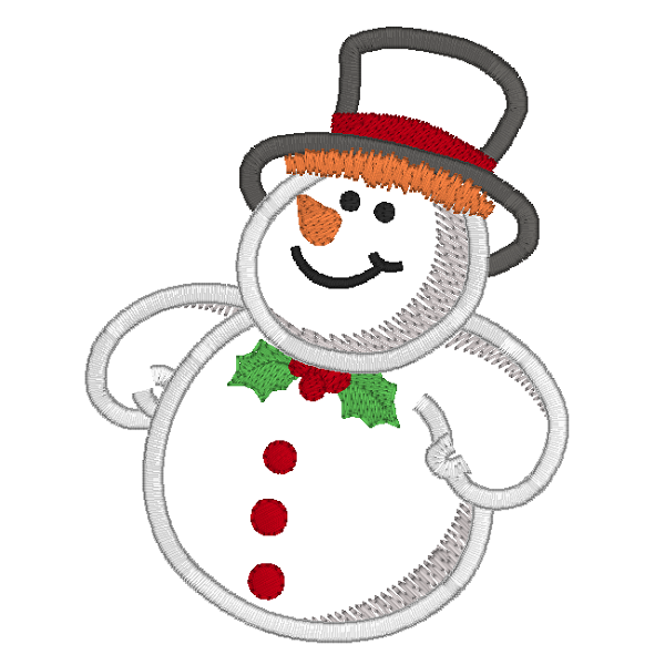 Christmas snowman applique machine embroidery design by rosiedayembroidery.com