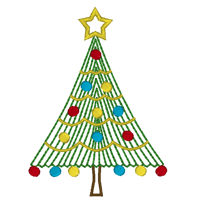 Christmas tree machine embroidery design by rosiedayembroidery.com