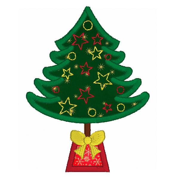 Christmas tree applique machine embroidery design by rosiedayembroidery.com