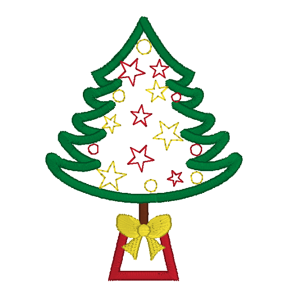 Christmas tree applique machine embroidery design by rosiedayembroidery.com