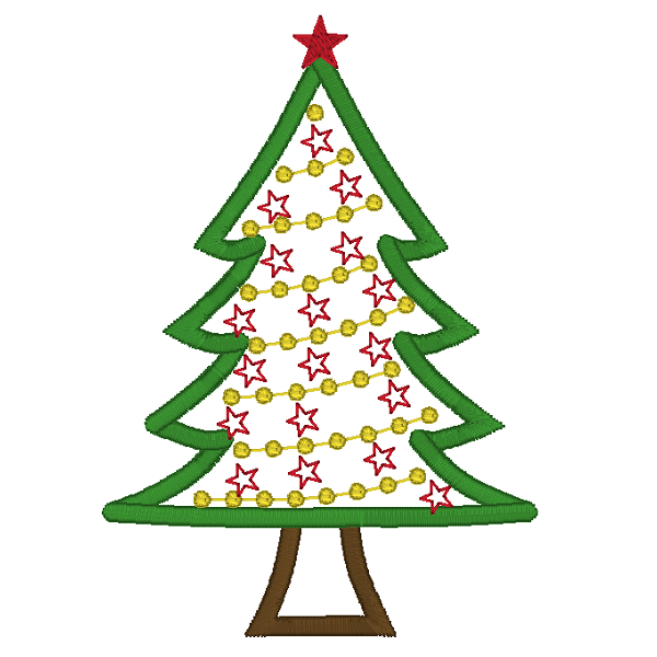 Christmas tree applique machine embroidery design by rosiedayembroidery.com