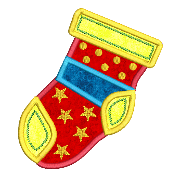 Christmas stocking applique machine embroidery design by rosiedayembroidery.com