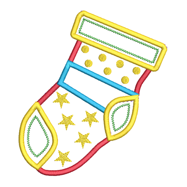 Christmas stocking applique machine embroidery design by rosiedayembroidery.com