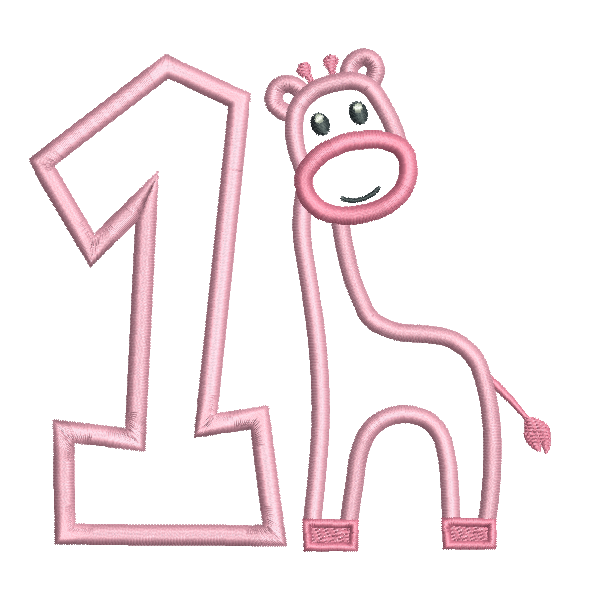 1st birthday giraffe machine embroidery design by rosiedayembroidery.com