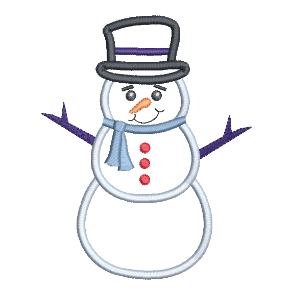 Snowman applique machine embroidery design by rosiedayembroidery.com