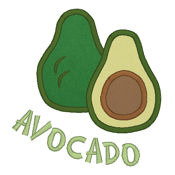 Avocado applique machine embroidery design by rosiedayembroidery.com