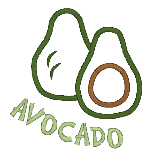 Avocado applique machine embroidery design by rosiedayembroidery.com