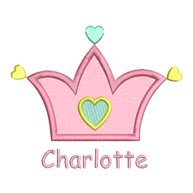 Princess crown applique embroidery design by rosiedayembroidery.com