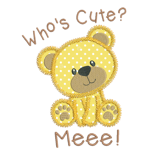 Cute teddy bear applique embroidery by embroiderytree.com