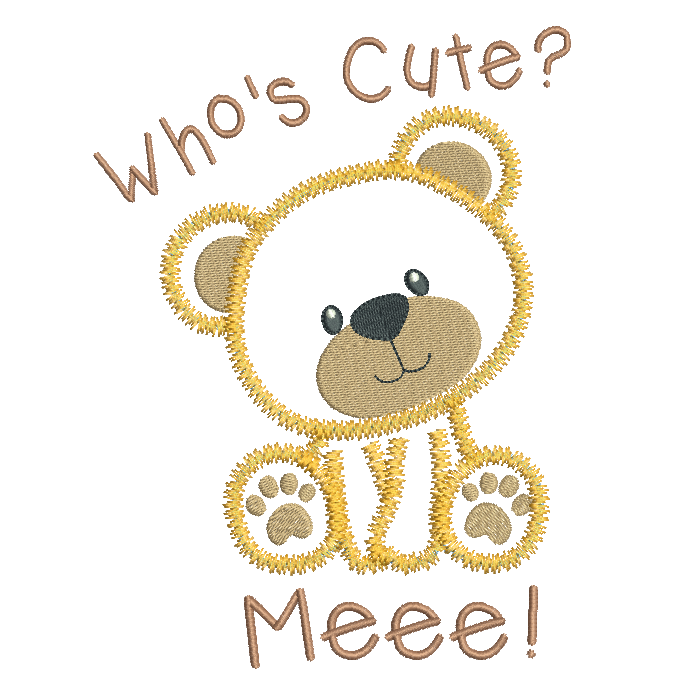 Cute teddy bear applique embroidery by embroiderytree.com