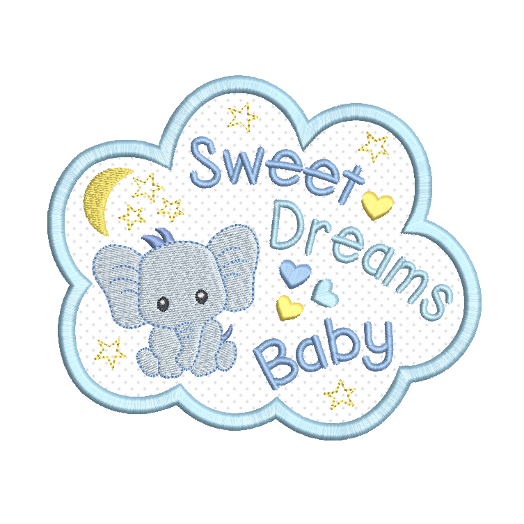 Sweet Dreams Baby applique machine embroidery design by rosiedayembroidery.com