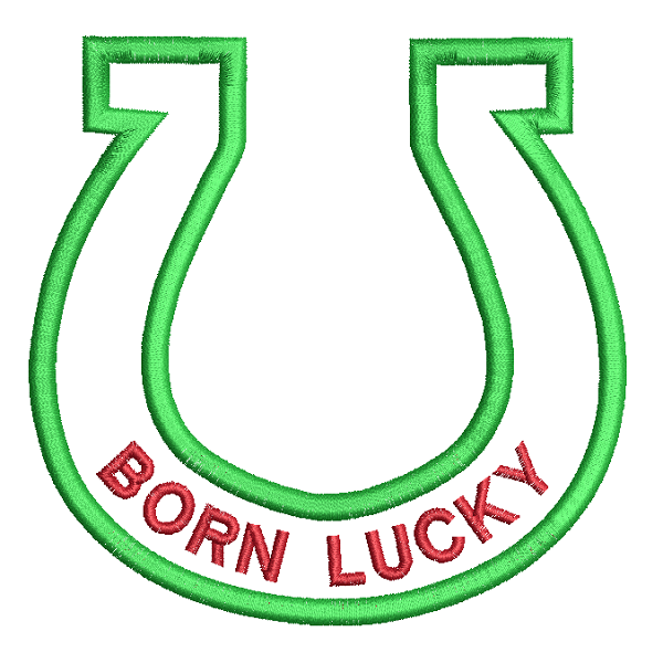 Lucky horseshoe applique machine embroidery design by rosiedayembroidery.com