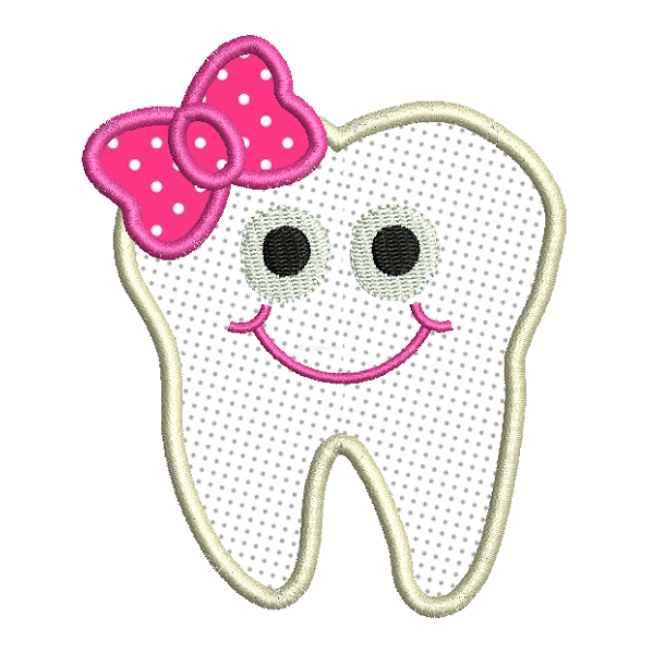 Girly tooth applique machine embroidery design by rosiedayembroidery.com