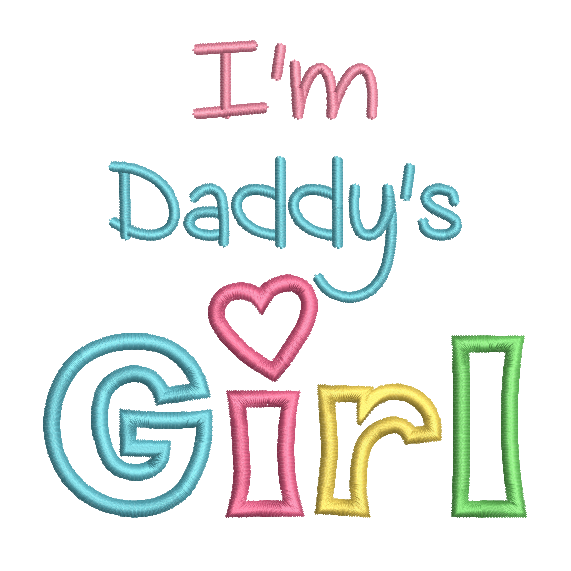 "I'm Daddy's Girl" applique machine embroidery design by rosiedayembroidery.com
