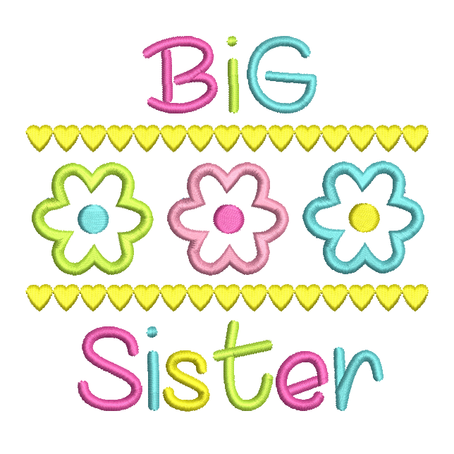 Big Sister applique embroidery design by rosiedayembroidery.com