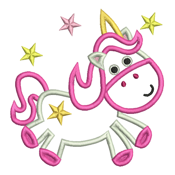 Unicorn applique machine embroidery design by rosiedayembroidery.com