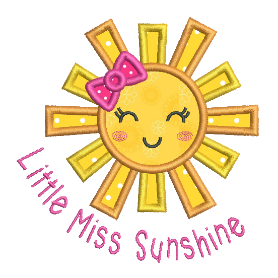 Little Miss Sunshine applique embroidery design by rosiedayembroidery.com