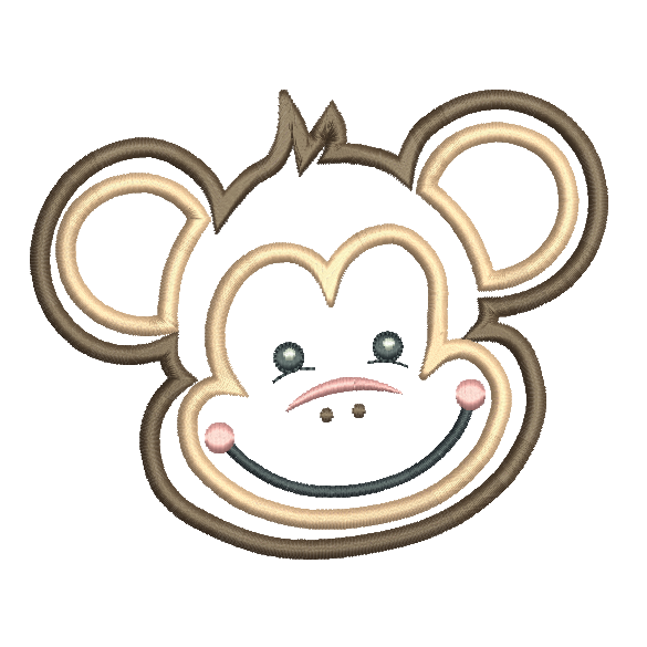 Monkey face applique machine embroidery design by rosiedayembroidery.com