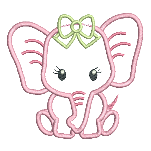 Baby girl elephant applique machine embroidery design by rosiedayembroidery.com