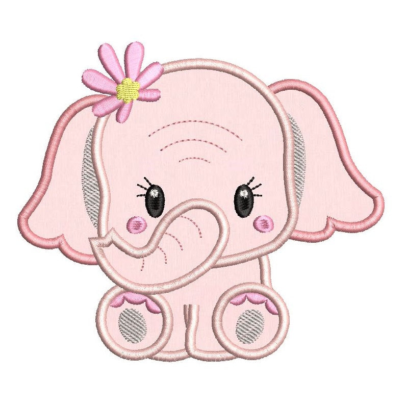 Baby girl elephant applique machine embroidery design by rosiedayembroidery.com