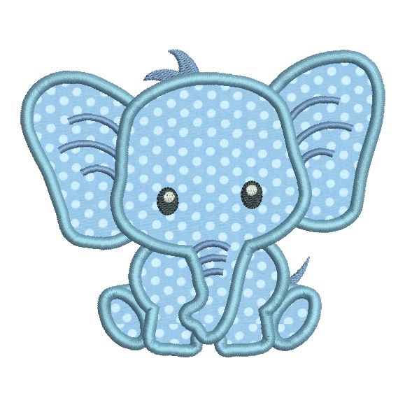 Baby elephant applique machine embroidery design by rosiedayembroidery.com