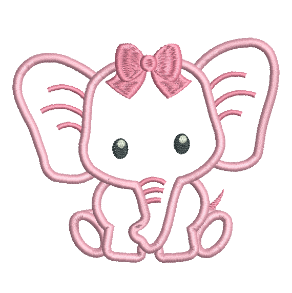 Baby elephant applique machine embroidery design by rosiedayembroidery.com