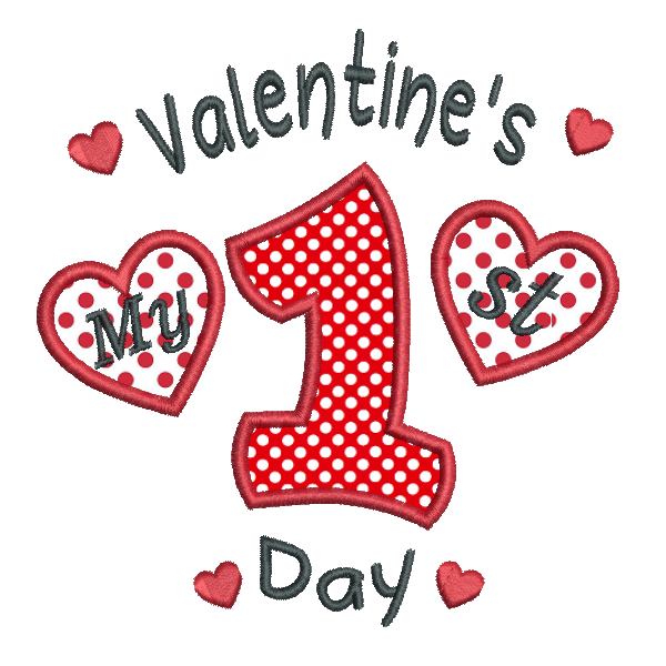 My 1st Valentine's Day applique machine embroidery design by rosiedayembroidery.com