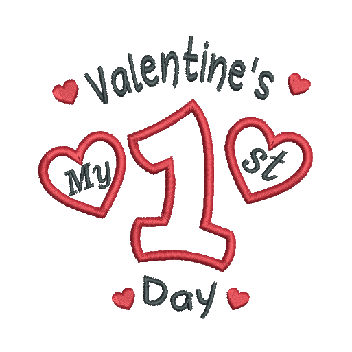 My 1st Valentine's Day applique machine embroidery design by rosiedayembroidery.com