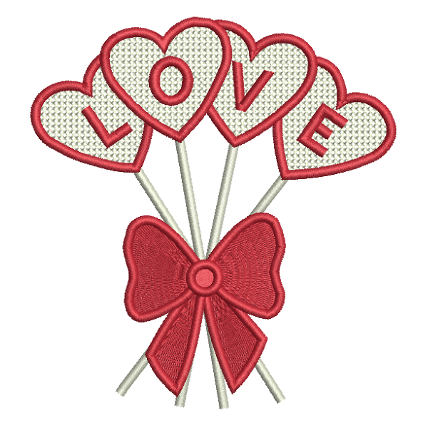 Valentine's Day love heart balloons applique machine embroidery design by rosiedayembroidery.com