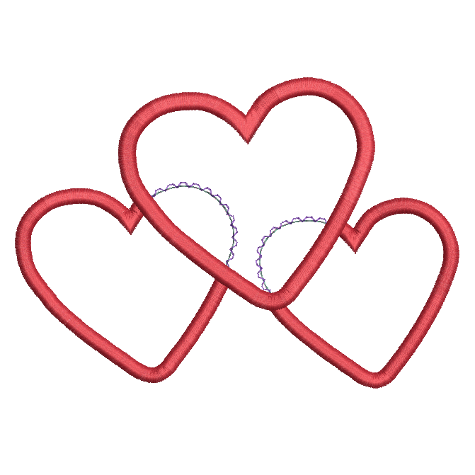 Valentine's Day hearts applique machine embroidery design by rosiedayembroidery.com