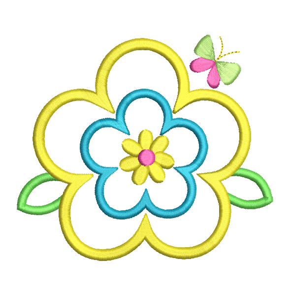 Spring Flower applique machine embroidery design by rosiedayembroidery.com