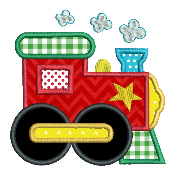 Toy train applique machine embroidery design by rosiedayembroidery.com