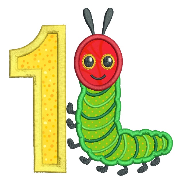 1st birthday caterpillar applique machine embroidery design by rosiedayembroidery.com