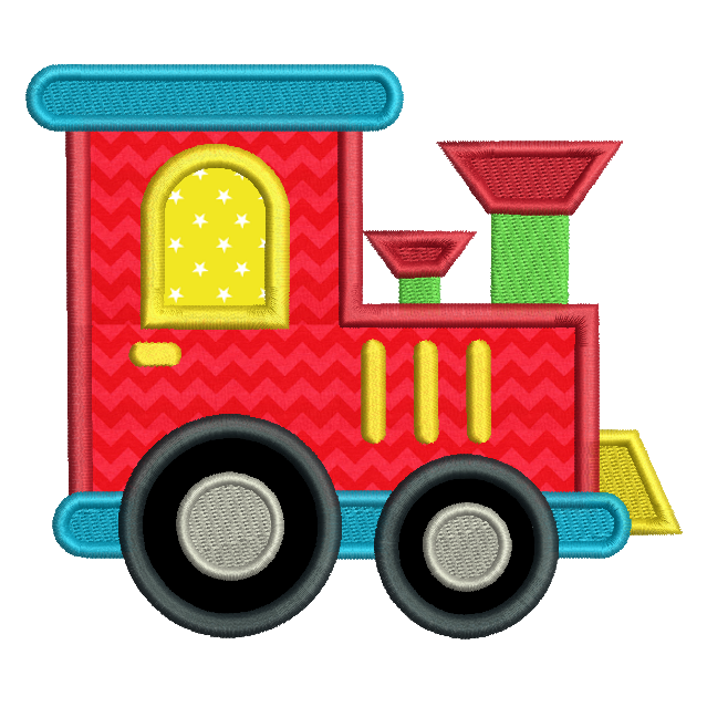 Toy train applique machine embroidery design by rosiedayembroidery.com