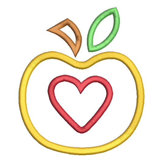 Apple applique machine embroidery design by embroiderytree.com