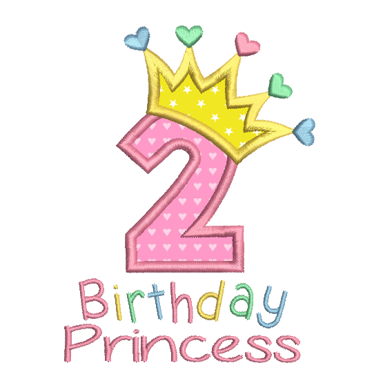 2nd birthday princess crown applique machine embroidery design by rosiedayembroidery.com