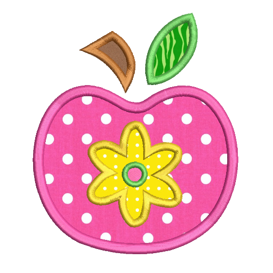 Apple applique machine embroidery design by embroiderytree.com